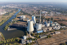 Vue aérienne de Großkrotzenburg, centrale électrique au charbon et au gaz de Staudinger am Main près de Hanau à Großkrotzenburg dans le département Hesse, Allemagne