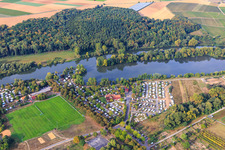 Vue aérienne de Camping Katzenkopf am Main à Sommerach dans le département Bavière, Allemagne