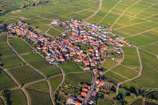 Vue aérienne de Vue du village viticole entre les vignes depuis le sud à le quartier Weyher in Weyher in der Pfalz dans le département Rhénanie-Palatinat, Allemagne