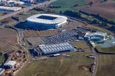 Vue aérienne de WIRSOL Rhein-Neckar-Arena à le quartier Steinsfurt in Sinsheim dans le département Bade-Wurtemberg, Allemagne