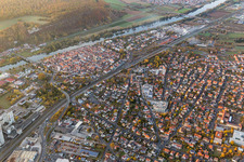 Vue aérienne de Karlstadt am Main dans le département Bavière, Allemagne