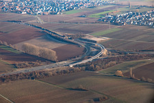 Vue aérienne de Nouvelle construction de l'échangeur autoroutier Landau Nord à le quartier Dammheim in Landau in der Pfalz dans le département Rhénanie-Palatinat, Allemagne