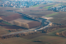 Vue aérienne de Nouvelle construction de l'échangeur autoroutier Landau Nord à le quartier Dammheim in Landau in der Pfalz dans le département Rhénanie-Palatinat, Allemagne
