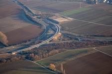 Photographie aérienne de Nouvelle construction de l'échangeur autoroutier Landau Nord à le quartier Dammheim in Landau in der Pfalz dans le département Rhénanie-Palatinat, Allemagne