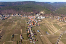 Vue aérienne de Bague en amande à le quartier Haardt in Neustadt an der Weinstraße dans le département Rhénanie-Palatinat, Allemagne
