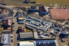 Vue aérienne de Commerce de caravanes Obek à Otterstadt dans le département Rhénanie-Palatinat, Allemagne