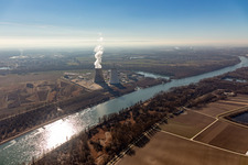 Centrale nucléaire à Philippsburg dans le département Bade-Wurtemberg, Allemagne d'en haut