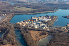 Vue aérienne de Port du Rhin à Germersheim dans le département Rhénanie-Palatinat, Allemagne