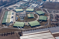 Vue aérienne de Complexe immobilier et centre logistique du dépôt de l'armée américaine à Germersheim à Lingenfeld dans le département Rhénanie-Palatinat, Allemagne