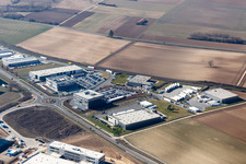 Zone industrielle du Nord à Rülzheim dans le département Rhénanie-Palatinat, Allemagne d'en haut