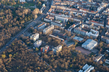 Vue aérienne de Domus 7, Maison Reinhold Schneider, Collège Hermann Ehlers à le quartier Innenstadt-West in Karlsruhe dans le département Bade-Wurtemberg, Allemagne