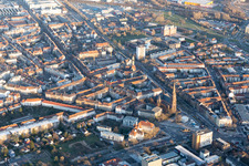Quartier Oststadt in Karlsruhe dans le département Bade-Wurtemberg, Allemagne vue du ciel