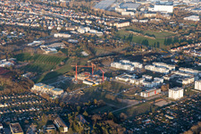 Vue aérienne de Chantier de construction du LTC - Linder Technology Campus dans la Wilhelm-Schickard-Straße dans le parc technologique Karlsruhe à le quartier Rintheim in Karlsruhe dans le département Bade-Wurtemberg, Allemagne