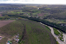 Vue aérienne de Plantations de noyers sur la boucle de la Dordogne à Vitrac dans le département Dordogne, France