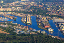 Vue oblique de Quartier Rheinhafen in Karlsruhe dans le département Bade-Wurtemberg, Allemagne