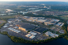 Vue aérienne de Usine de camions Daimler à Wörth am Rhein dans le département Rhénanie-Palatinat, Allemagne