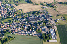 Vue aérienne de Succursale du supermarché Super U et drive à Gambsheim dans le département Bas Rhin, France
