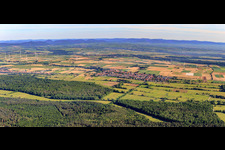 Vue aérienne de Panorama depuis le sud à Minfeld dans le département Rhénanie-Palatinat, Allemagne