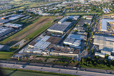 Vue aérienne de Entrepôts et bâtiments d'expédition de Blanco Logistic à Bruchsal dans le département Bade-Wurtemberg, Allemagne