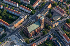 Vue aérienne de Église Sainte-Marie à Prenzlau dans le département Brandebourg, Allemagne