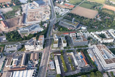Vue aérienne de Speyer Straße à le quartier Bahnstadt in Heidelberg dans le département Bade-Wurtemberg, Allemagne