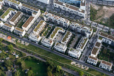 Quartier Bahnstadt in Heidelberg dans le département Bade-Wurtemberg, Allemagne du point de vue du drone