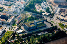 Vue aérienne de Caserne de pompiers - terrain du dépôt des pompiers à Baumschulenweg - Czernyring dans le quartier de Kirchheim à le quartier Bahnstadt in Heidelberg dans le département Bade-Wurtemberg, Allemagne