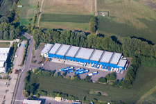 Vue aérienne de Entrepôts et bâtiments d'expédition de G. Peter Reber Möbel-Logistik GmbH à Germersheim dans le département Rhénanie-Palatinat, Allemagne