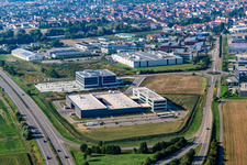 Zone industrielle Nord à Rülzheim dans le département Rhénanie-Palatinat, Allemagne depuis l'avion