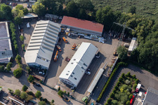 Vue aérienne de Toiture, échafaudages et plomberie à Mindum, dans la zone industrielle de Horst à Kandel dans le département Rhénanie-Palatinat, Allemagne