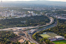Vue aérienne de Dépôt VGF Est# à le quartier Seckbach in Frankfurt am Main dans le département Hesse, Allemagne