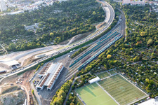 Vue aérienne de Eintracht Francfort eV à le quartier Riederwald in Frankfurt am Main dans le département Hesse, Allemagne