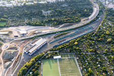 Vue aérienne de Eintracht Francfort eV à le quartier Seckbach in Frankfurt am Main dans le département Hesse, Allemagne