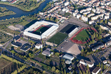 Vue aérienne de Zone d'équipements sportifs de l'arène du Stade Marcel-Picot sur le boulevard Jean Jaurès à le quartier Centre Ville Picot in Tomblaine dans le département Meurthe et Moselle, France