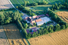 À Erlenbach, Leistenmühle à Kandel dans le département Rhénanie-Palatinat, Allemagne du point de vue du drone