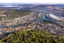 Vue aérienne de Moselle entre Pompée et Frouard à Frouard dans le département Meurthe et Moselle, France
