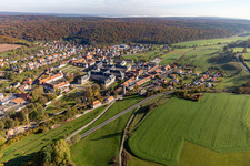 Vue aérienne de Église du monastère Ebrach, abbaye cistercienne à Ebrach dans le département Bavière, Allemagne