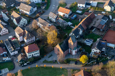 Vue aérienne de Congrégation évangélique Matthew en Weier à le quartier Weier in Offenburg dans le département Bade-Wurtemberg, Allemagne