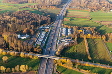 Vue aérienne de Aire de repos de Renchtal Ost sur l'A5 à le quartier Urloffen in Appenweier dans le département Bade-Wurtemberg, Allemagne