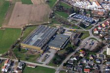 Vue aérienne de Locaux de l'entreprise Global Safety Textiles avec halls, bâtiments d'entreprise et installations de production à Maulburg dans le département Bade-Wurtemberg, Allemagne