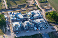 Chantier de construction du LTC - Linder Technology Campus dans la Wilhelm-Schickard-Straße dans le parc technologique Karlsruhe à le quartier Rintheim in Karlsruhe dans le département Bade-Wurtemberg, Allemagne vu d'un drone