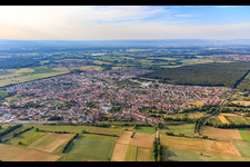 Vue aérienne de Vue de la ville depuis le nord à Rülzheim dans le département Rhénanie-Palatinat, Allemagne
