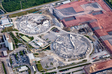 Photographie aérienne de Vestiges des blocs réacteurs et installations déclassés de la centrale nucléaire - NPP Kernkraftwerk EnBW Kernkraft GmbH, centrale nucléaire Philippsburg et débris des deux tours de refroidissement à Philippsburg dans le département Bade-Wurtemberg, Allemagne