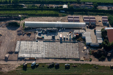 Vue aérienne de Kugelmann légumes biologiques nouvelle construction du hall de production à Kandel dans le département Rhénanie-Palatinat, Allemagne