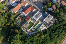 Vue aérienne de Rue Saint-Georges à le quartier Hardtwald in Neupotz dans le département Rhénanie-Palatinat, Allemagne