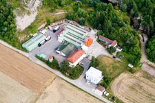 Vue aérienne de Matériaux de construction spéciaux epasit Gmbh dans l'ancienne carrière de gypse à le quartier Altingen in Ammerbuch dans le département Bade-Wurtemberg, Allemagne