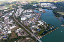 Vue oblique de Port à Germersheim dans le département Rhénanie-Palatinat, Allemagne