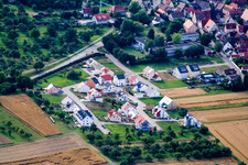 Vue aérienne de Chantiers de construction du nouveau quartier résidentiel du lotissement de maisons unifamiliales Fasanenweg à le quartier Altingen in Ammerbuch dans le département Bade-Wurtemberg, Allemagne