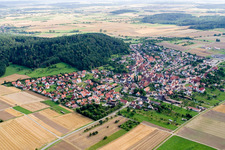 Vue aérienne de Du nord-est à le quartier Oberndorf in Rottenburg am Neckar dans le département Bade-Wurtemberg, Allemagne