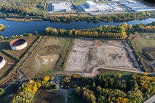 Vue aérienne de Démantèlement de l'ancien parc de stockage d'huile minérale de Wintershall à Jockgrim dans le département Rhénanie-Palatinat, Allemagne
